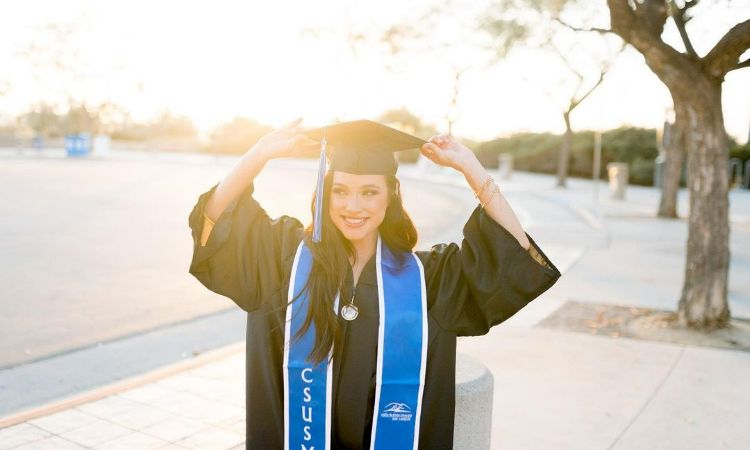Pictures of Natalie Zettel on her graduation from CSUSM. 